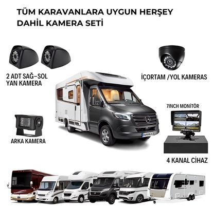 4 Kameralı Kayıtlı Karavan Kamera Sistemi