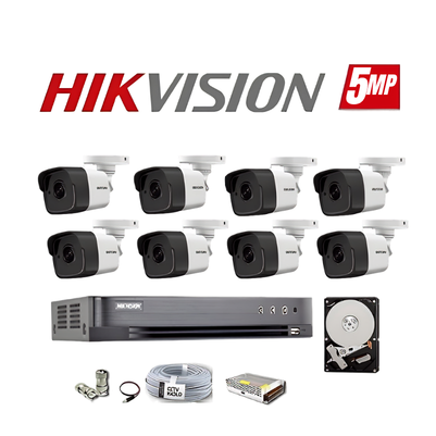 8 KAMERALI 5MP HİKVİSİON HDTVI GÜVENLİK KAMERA SETİ