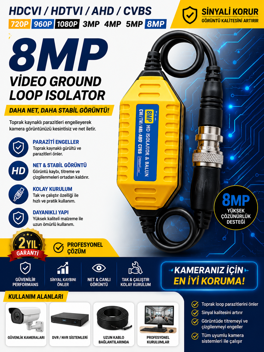 8MP VİDEO GROUND LOOP ISOLATOR – HD VİDEO SİNYAL İZOLATÖRÜ