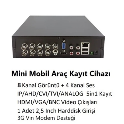 8 KANAL AHD 5 IN1 MİNİ MOBİL KAYIT CİHAZI