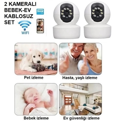 2 KAMERALI KABLOSUZ WİFİ BEBEK EV KAMERA SİSTEMİ