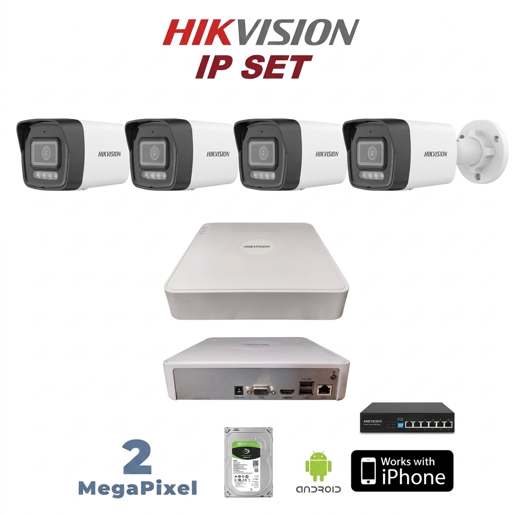 4 KAMERALI HİKVİSİON IP POE NVR KAMERA SETİ