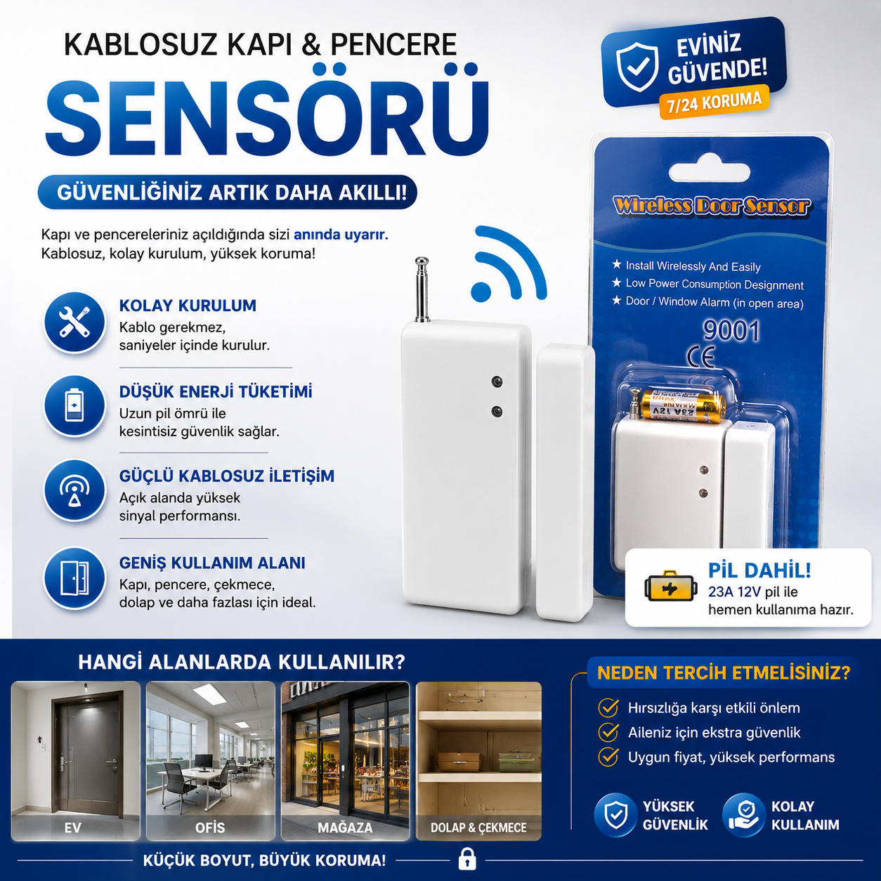 KABLOSUZ KAPI & PENCERE SENSÖRÜ