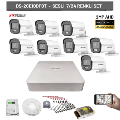 HİKVİSİON 2MP AHD COLOVU SESLİ 8 KAMERALI GÜVENLİK KAMERASI SETİ