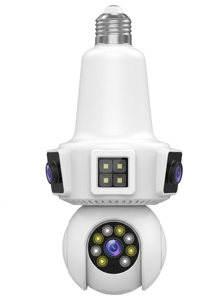 3 KAMERALI WİFİ AMPUL KAMERA 9MP ALARM UZAKTAN İZLEME HAREKET TAKİBİ