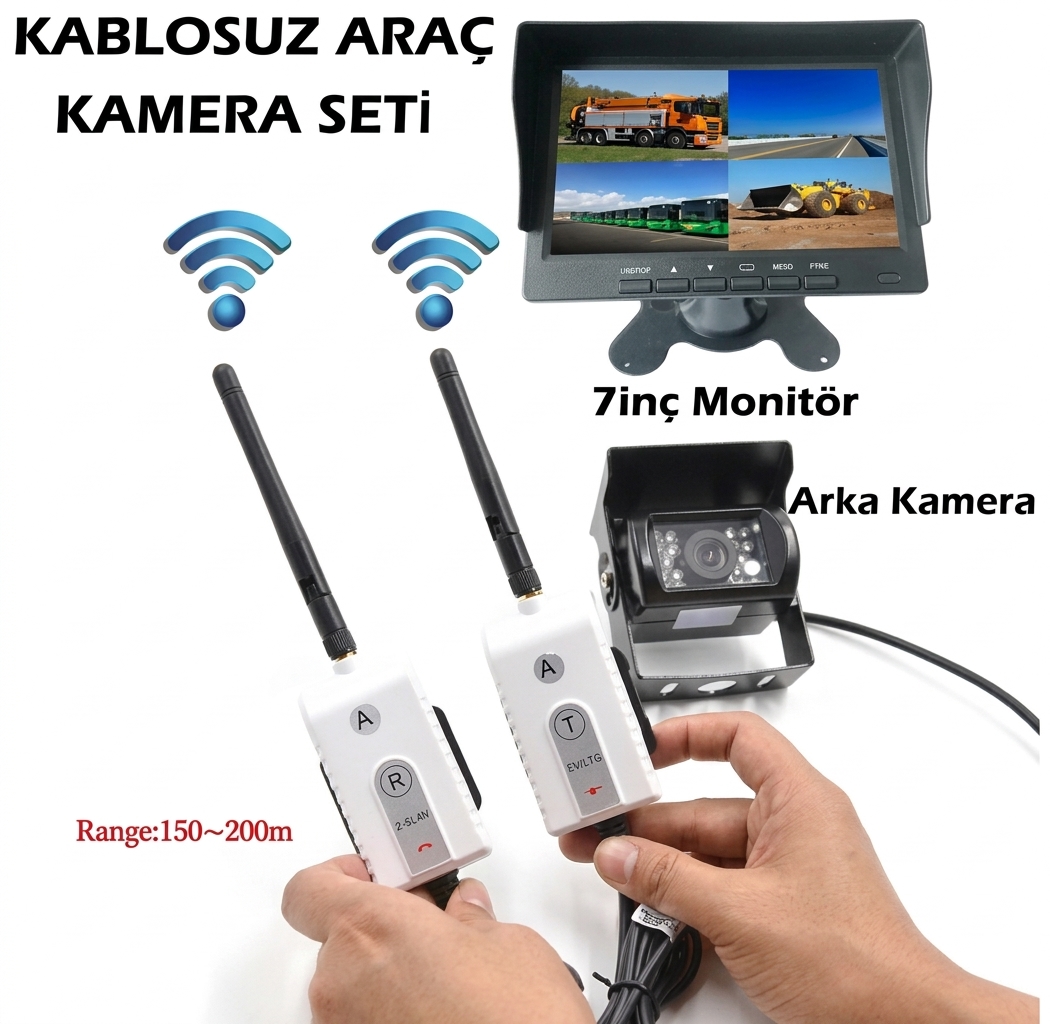 KABLOSUZ KAMYON OTOBÜS KAMERA SETİ MONİTÖR DAHİL 2.4GHZ