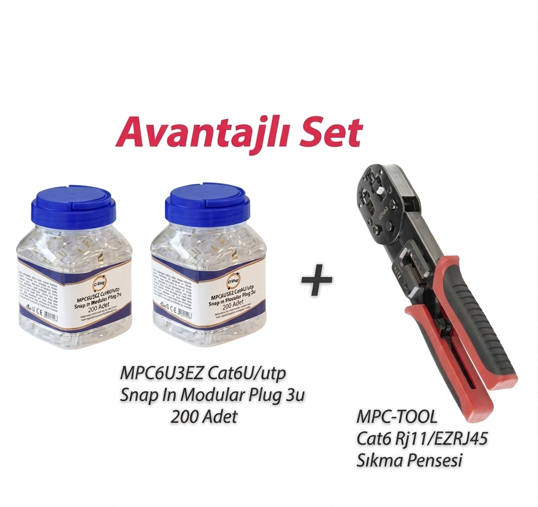 CAT6 RJ11/ EZRJ45 SIKMA PENSESİ AVANTAJLI PLUG SET