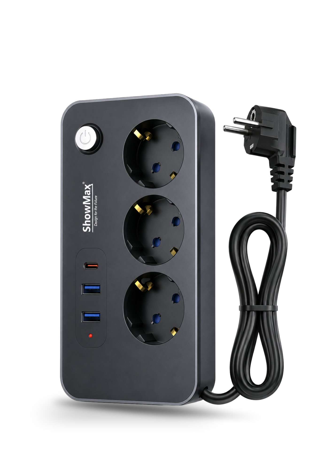 SHOWMAX SH-4626 TERMAL AKIM KORUMALI 3'LÜ PRİZ | 2 USB + 1 TYPE-C | 2 METRE KABLO
