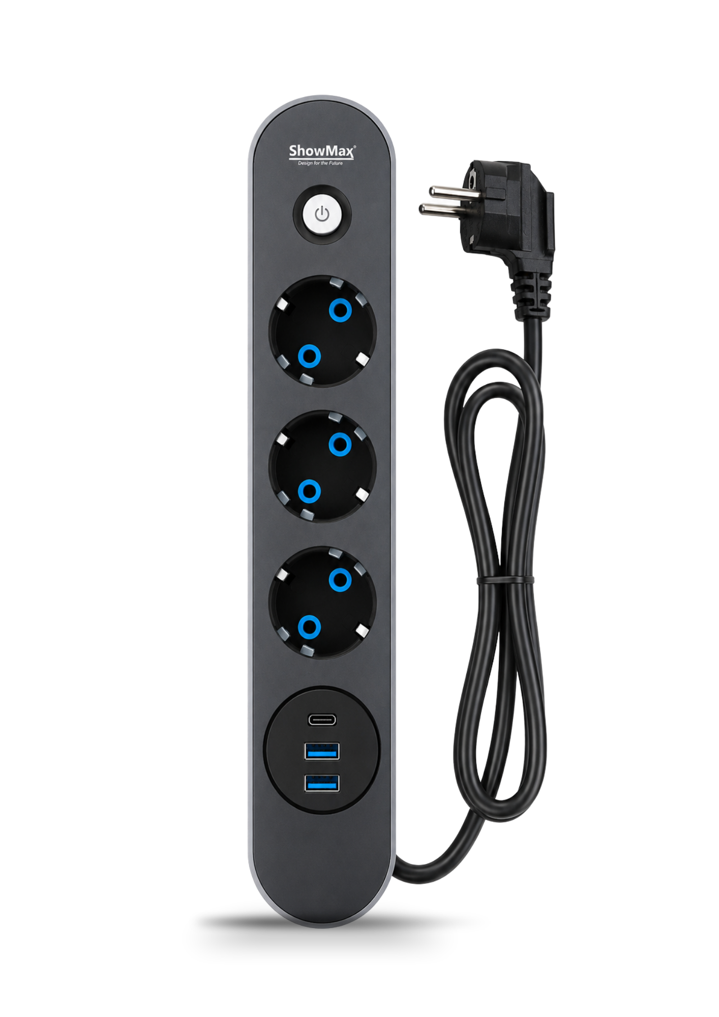 SHOWMAX SH-4628 TERMAL AKIM KORUMALI 4'LÜ PRİZ | 2 USB + 1 TYPE-C | 2 METRE KABLO | 3.1A HIZLI ŞARJ